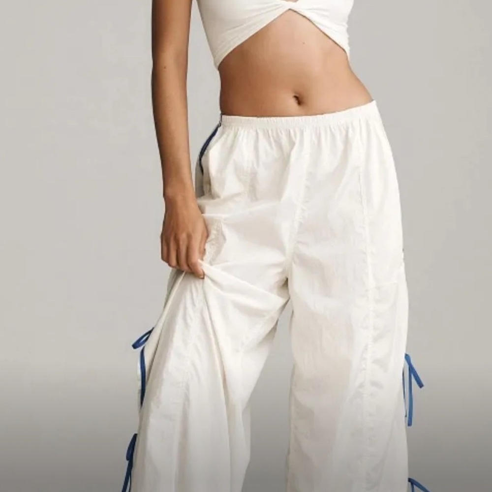 Bowline Parachute Pants Cream with Blue Ties NWT